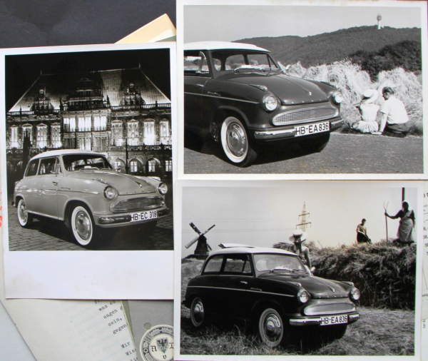 Lloyd Alexander TS 1958 Automobil-Pressemappe mit 12 Werksfotos (10092)